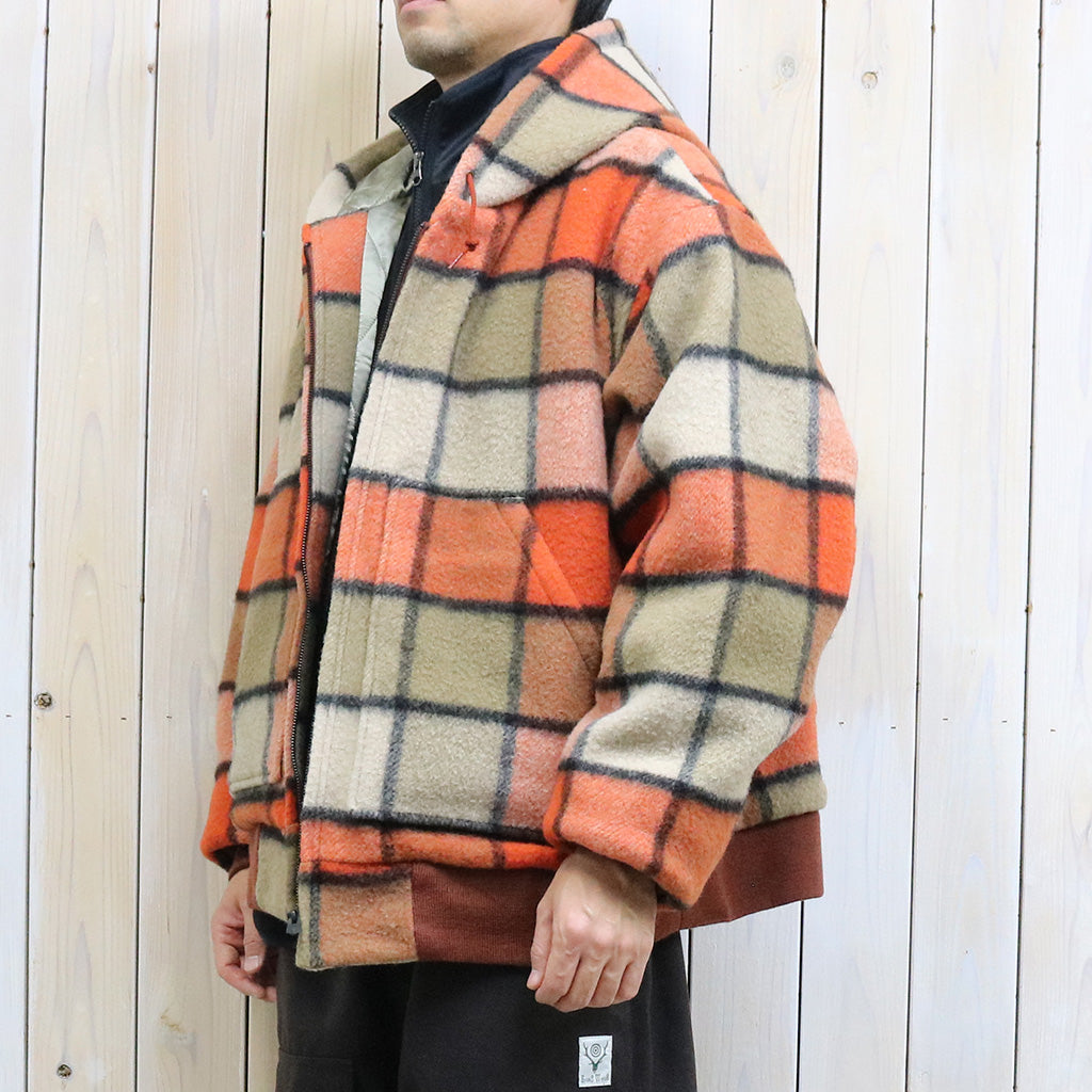 SOUTH2 WEST8『Zipped Work Hoody-Wool Brushed Plaid Twill』(Brick)