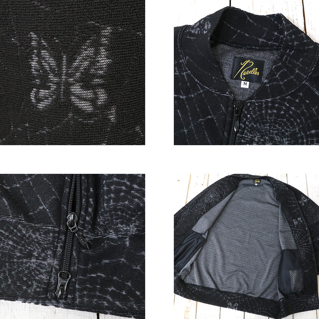 Needles『Rib Collar Track Jacket-Pile Jacquard/Spider Web』(Black)