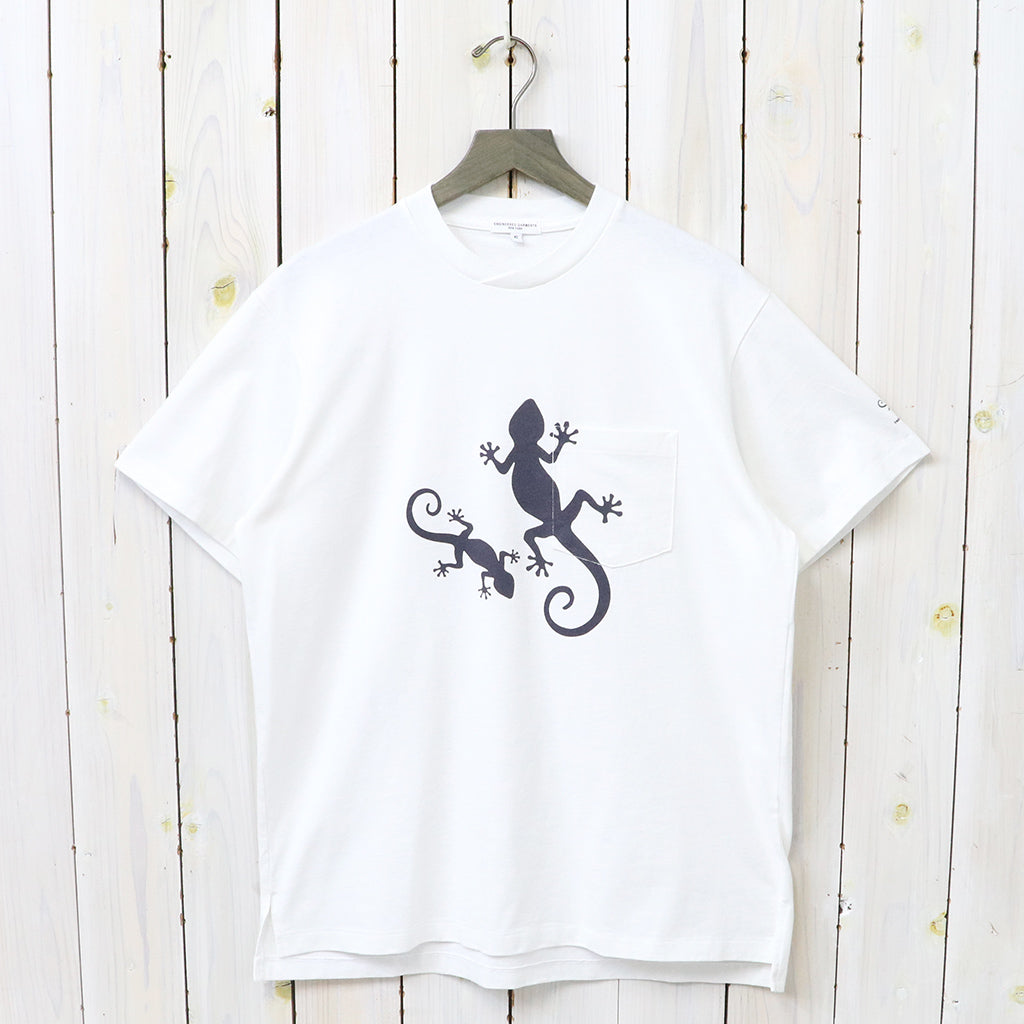 ENGINEERED GARMENTS : Printed Cross Crew Neck T-shirt-Gecko
