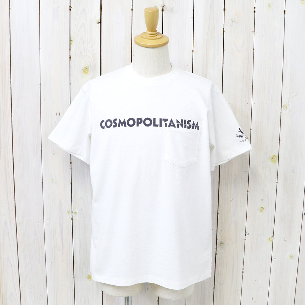 ENGINEERED GARMENTS : Printed Cross Crew Neck T-shirt-Cosmopolitanism (White)