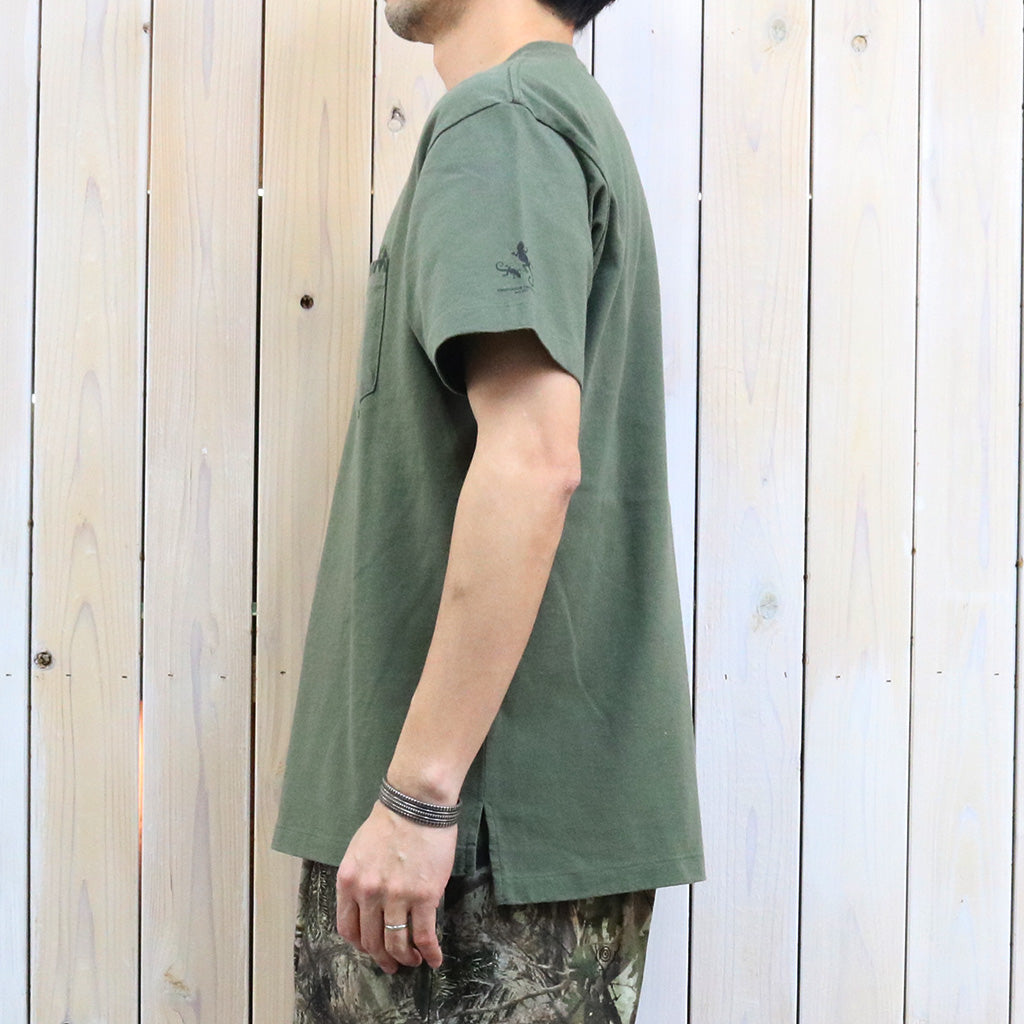 ENGINEERED GARMENTS : Printed Cross Crew Neck T-shirt-Cosmopolitanism (Olive)