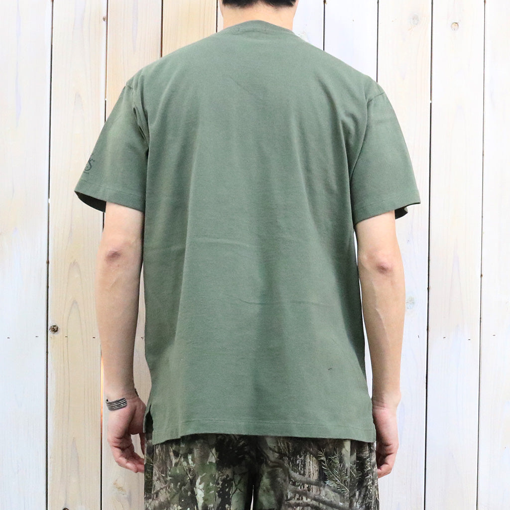 ENGINEERED GARMENTS : Printed Cross Crew Neck T-shirt-Cosmopolitanism (Olive)