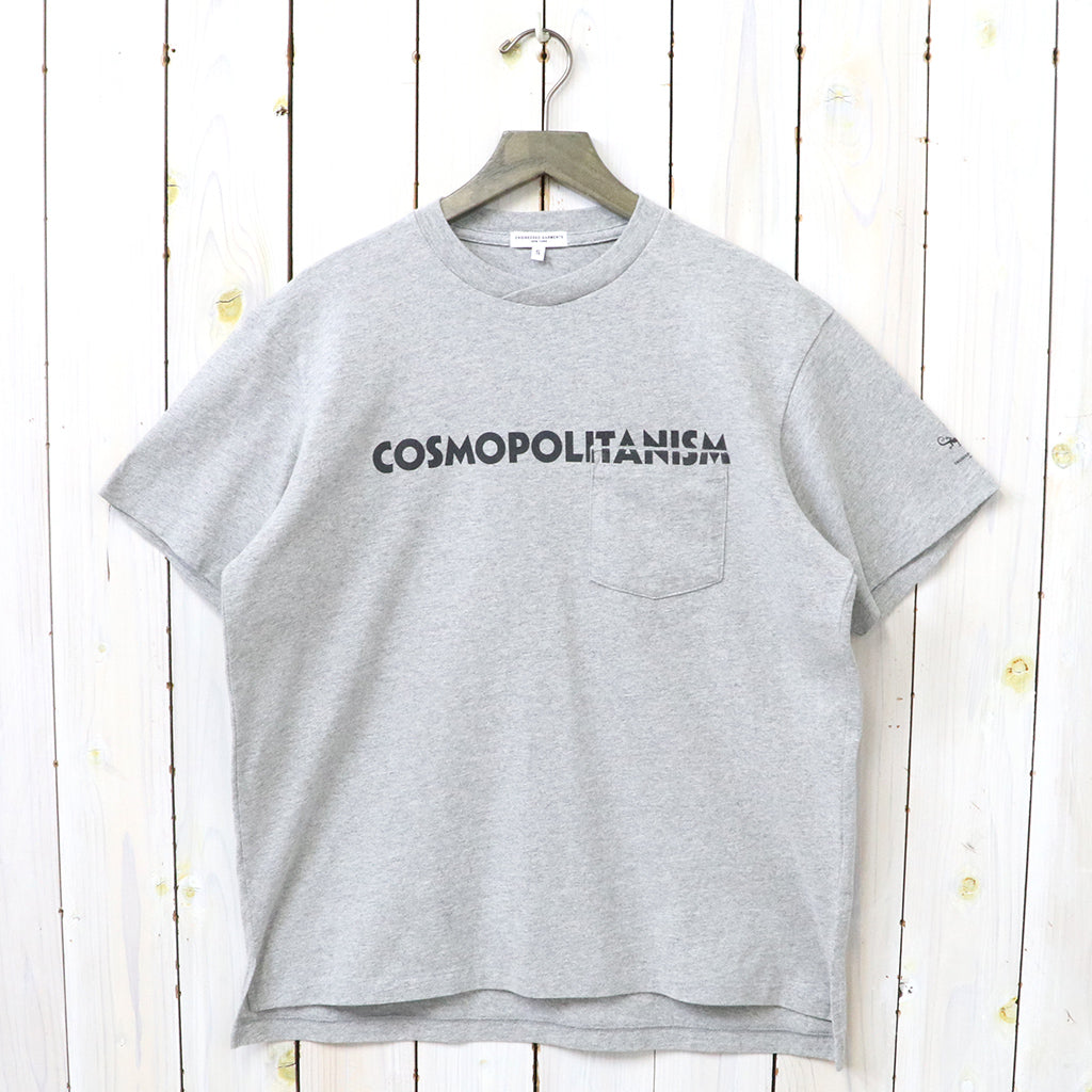 ENGINEERED GARMENTS『Printed Cross Crew Neck T-shirt-Cosmopolitanism』(Grey)