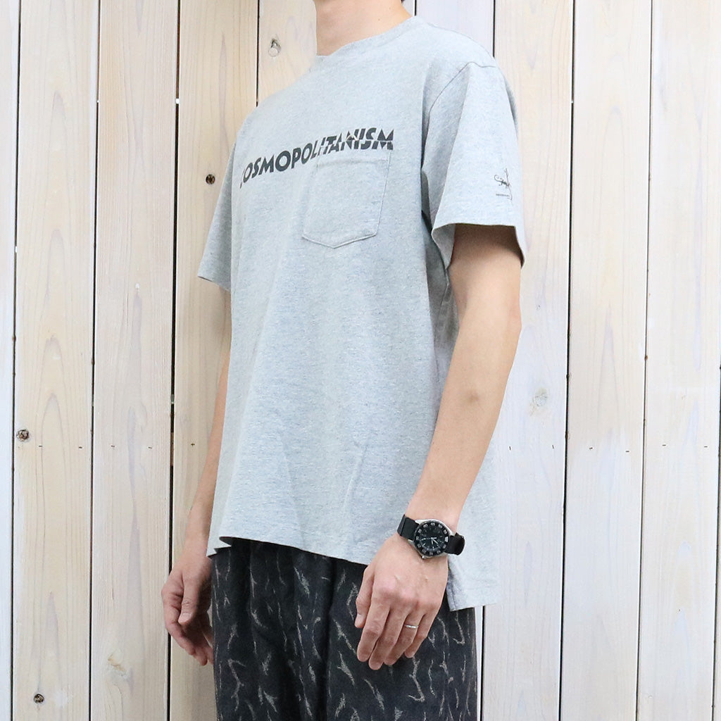 ENGINEERED GARMENTS『Printed Cross Crew Neck T-shirt-Cosmopolitanism』(Grey)