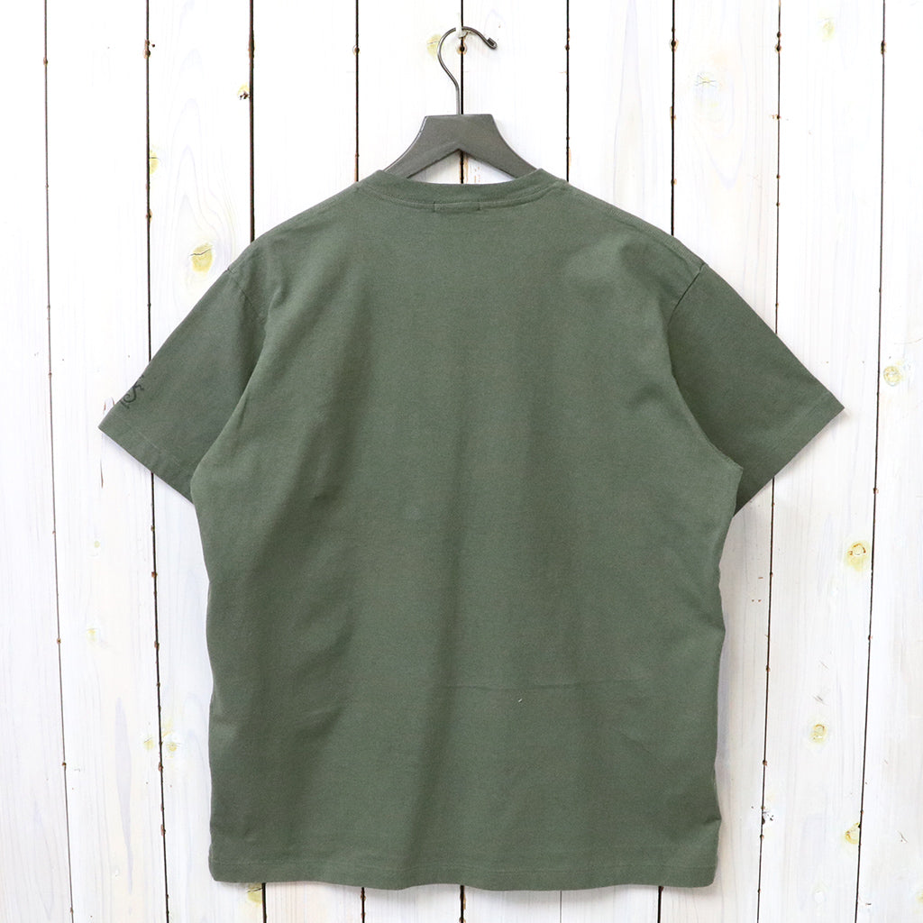 ENGINEERED GARMENTS : Printed Cross Crew Neck T-shirt-Cosmopolitanism (Olive)