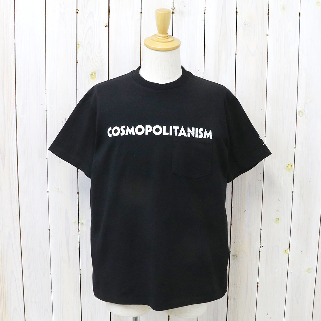 ENGINEERED GARMENTS : Printed Cross Crew Neck T-shirt-Cosmopolitanism (Black)