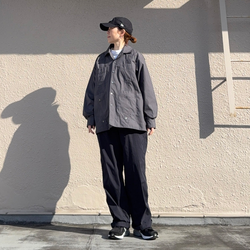 ENGINEERED GARMENTS : Guayabera Shirt-100'S 2Ply Broadcloth (Charcoal)