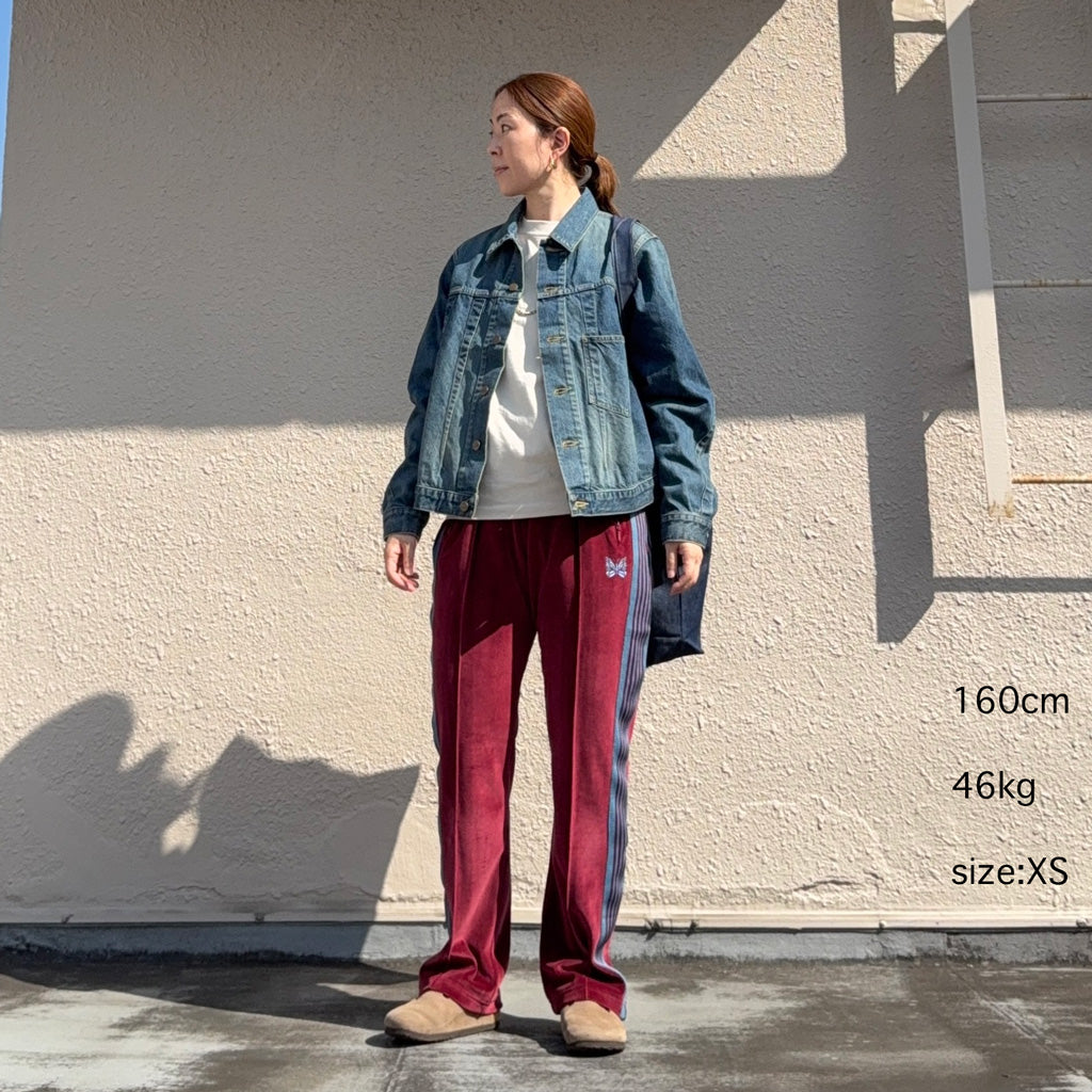 Needles : Narrow Track Pant-C/Pe Velour (Burgundy)