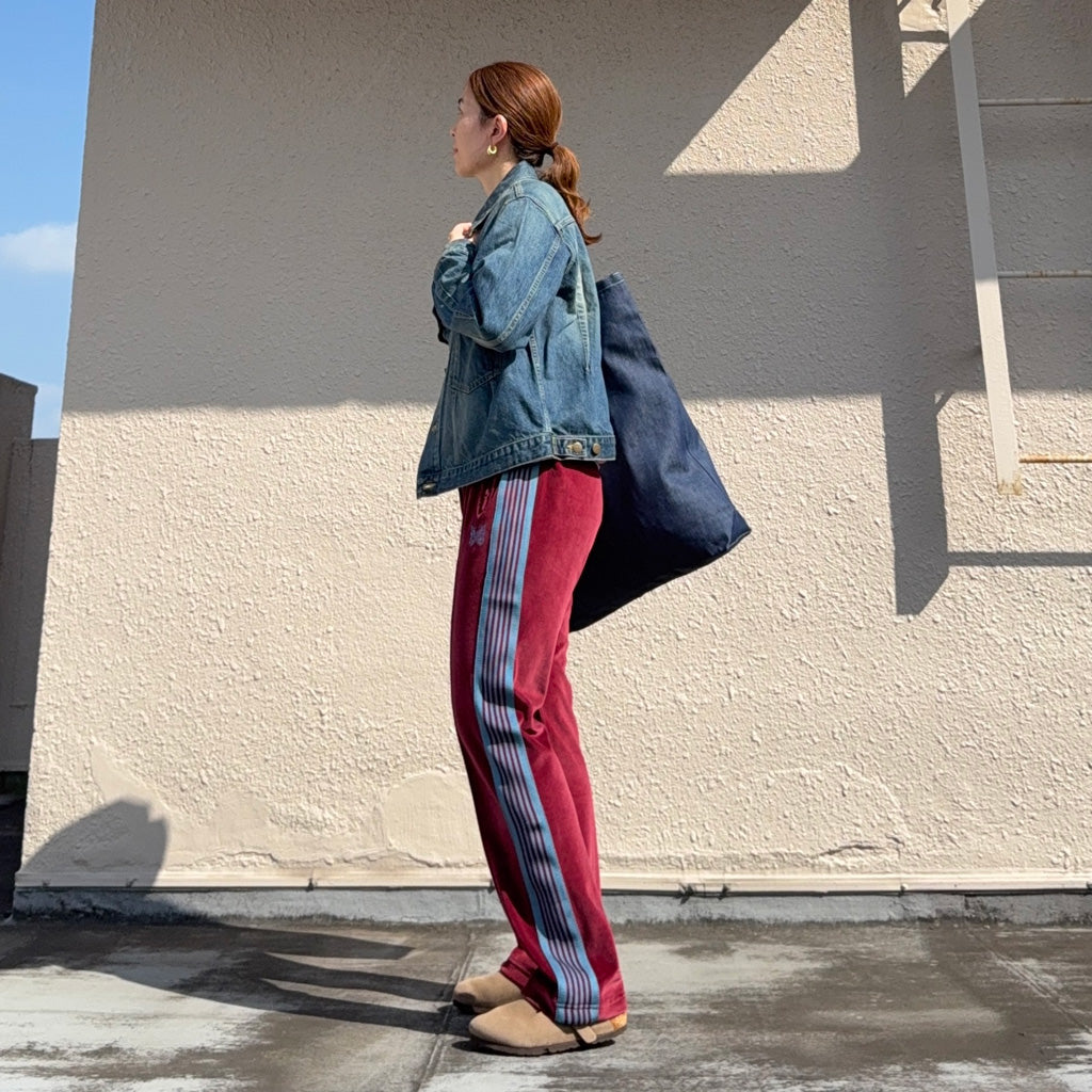 Needles : Narrow Track Pant-C/Pe Velour (Burgundy)