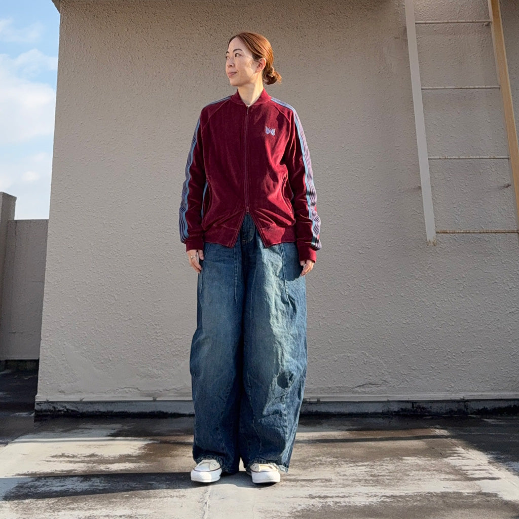 Needles : Rib Collar Track Jacket-C/PE Velour (Burgundy)