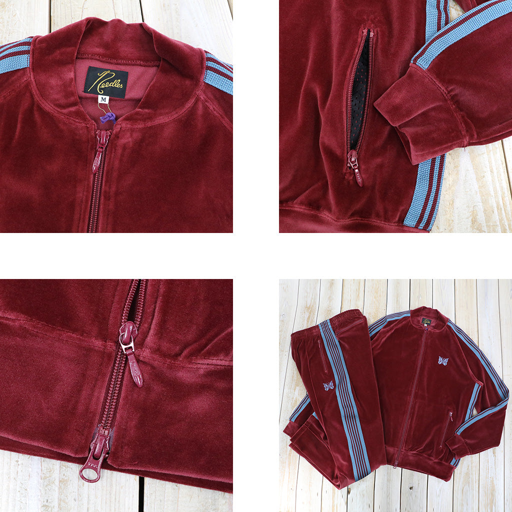 Needles : Rib Collar Track Jacket-C/PE Velour (Burgundy)