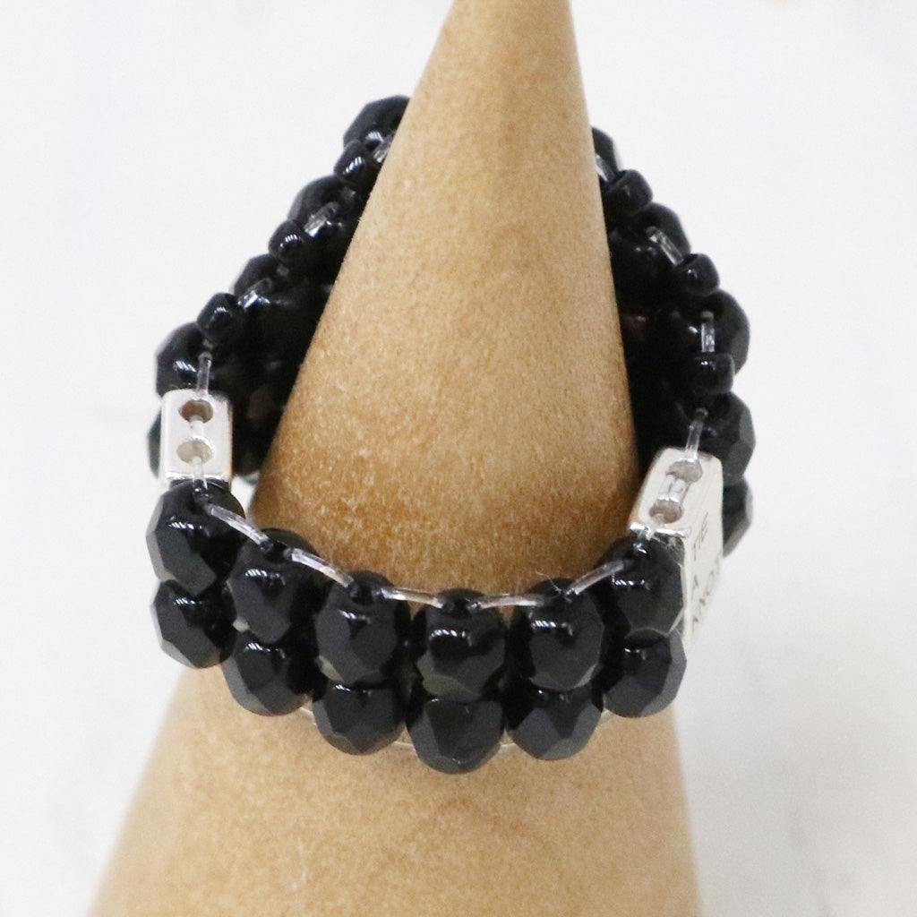 【SALE50%OFF】NeedlesxTie A Knot : Square Crystal Beads Ring (Black/Black)