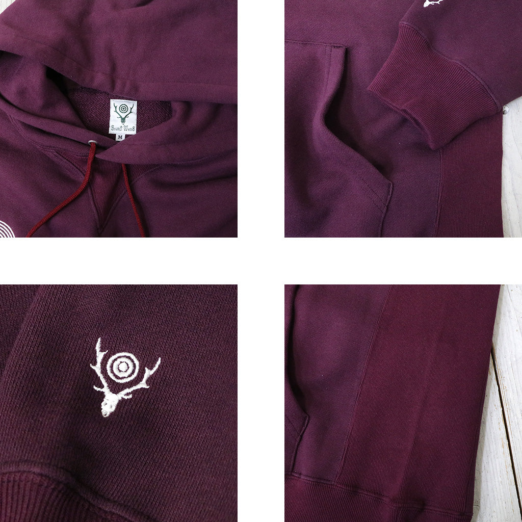 SOUTH2 WEST8 : Emb.Hooded Sweat Shirt-Cotton French Terry (Burgundy)