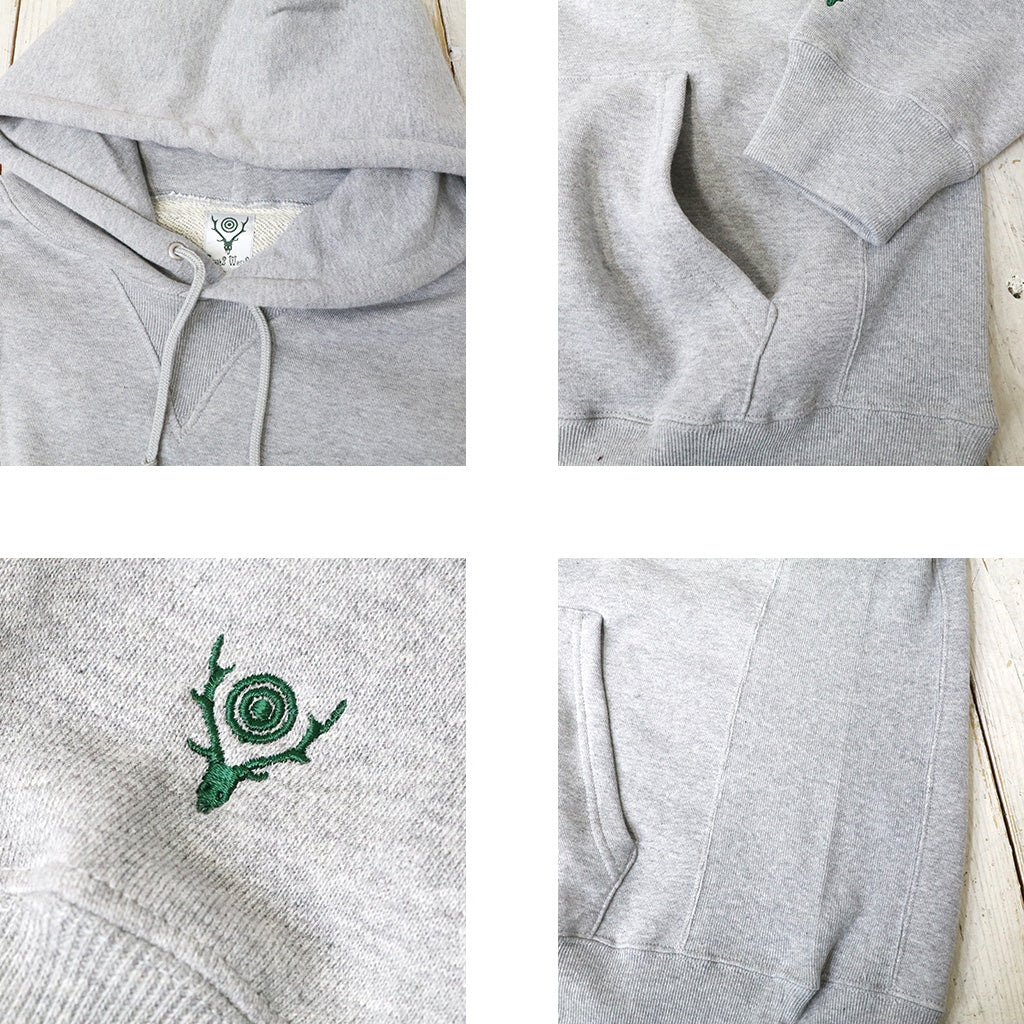 SOUTH2 WEST8 : Emb.Hooded Sweat Shirt-Cotton French Terry (H.Grey)