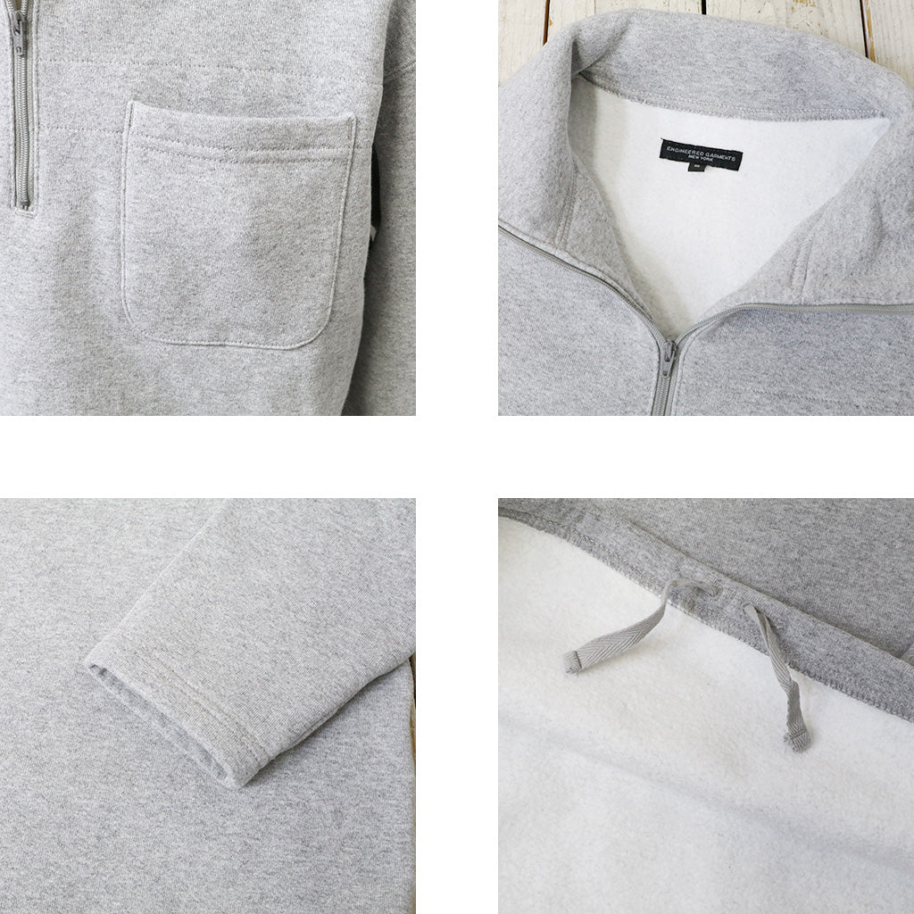 ENGINEERED GARMENTS : Zip Mock Neck-12oz CP Fleece (H.Grey)