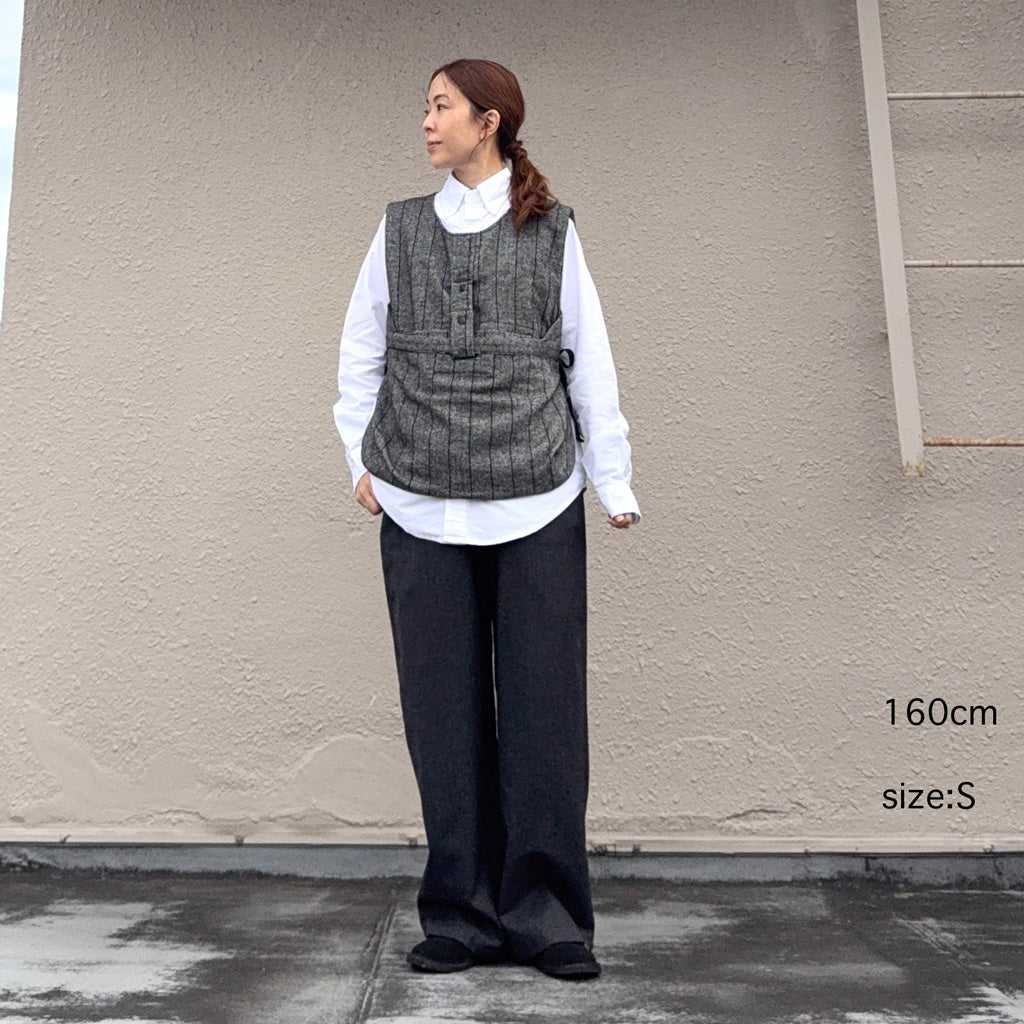 ENGINEERED GARMENTS : Newsboy Vest-Wool Striped HB (Dk.Grey)