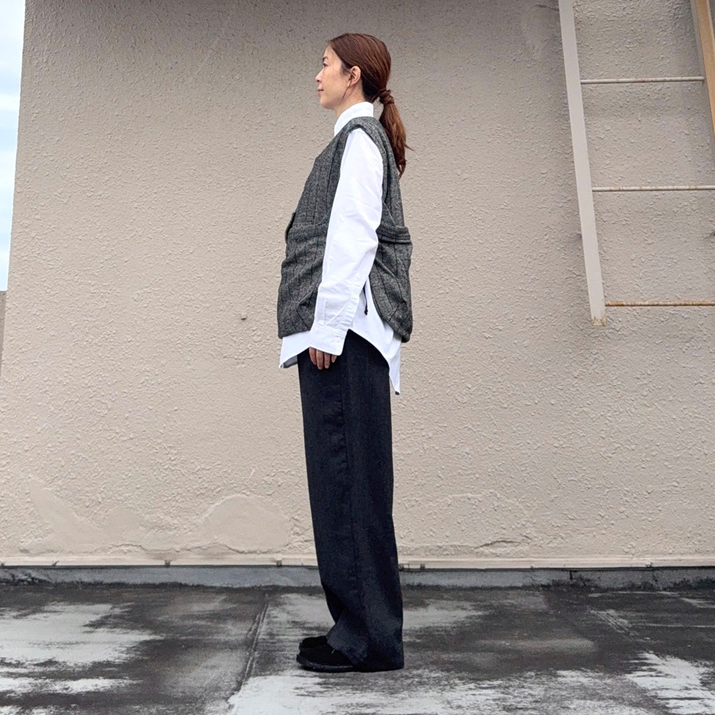 ENGINEERED GARMENTS : Newsboy Vest-Wool Striped HB (Dk.Grey)