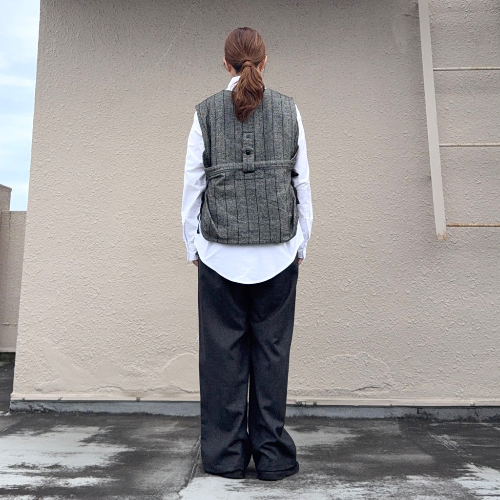 ENGINEERED GARMENTS : Newsboy Vest-Wool Striped HB (Dk.Grey)