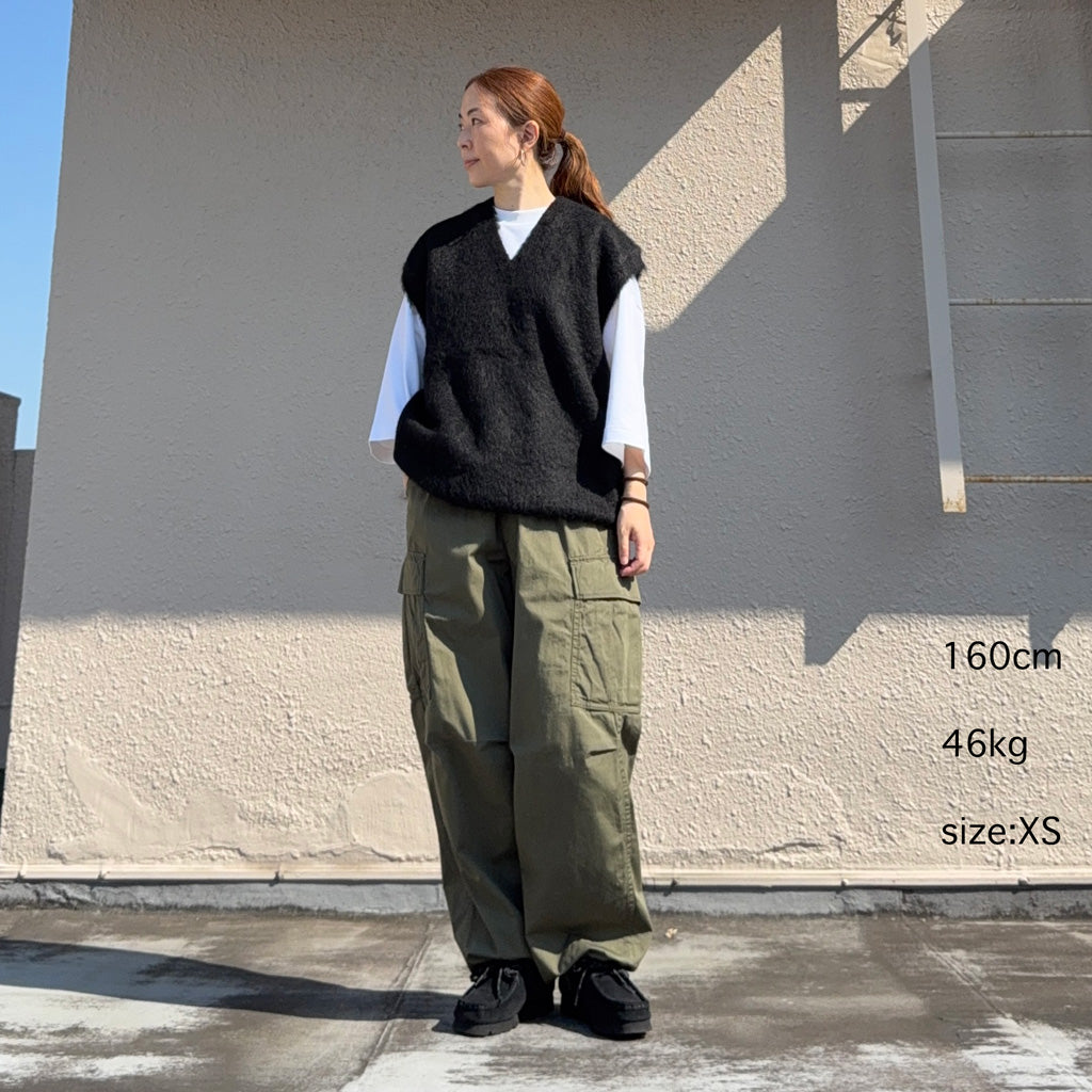 Needles : Mohair Knit Vest-Solid (Black)