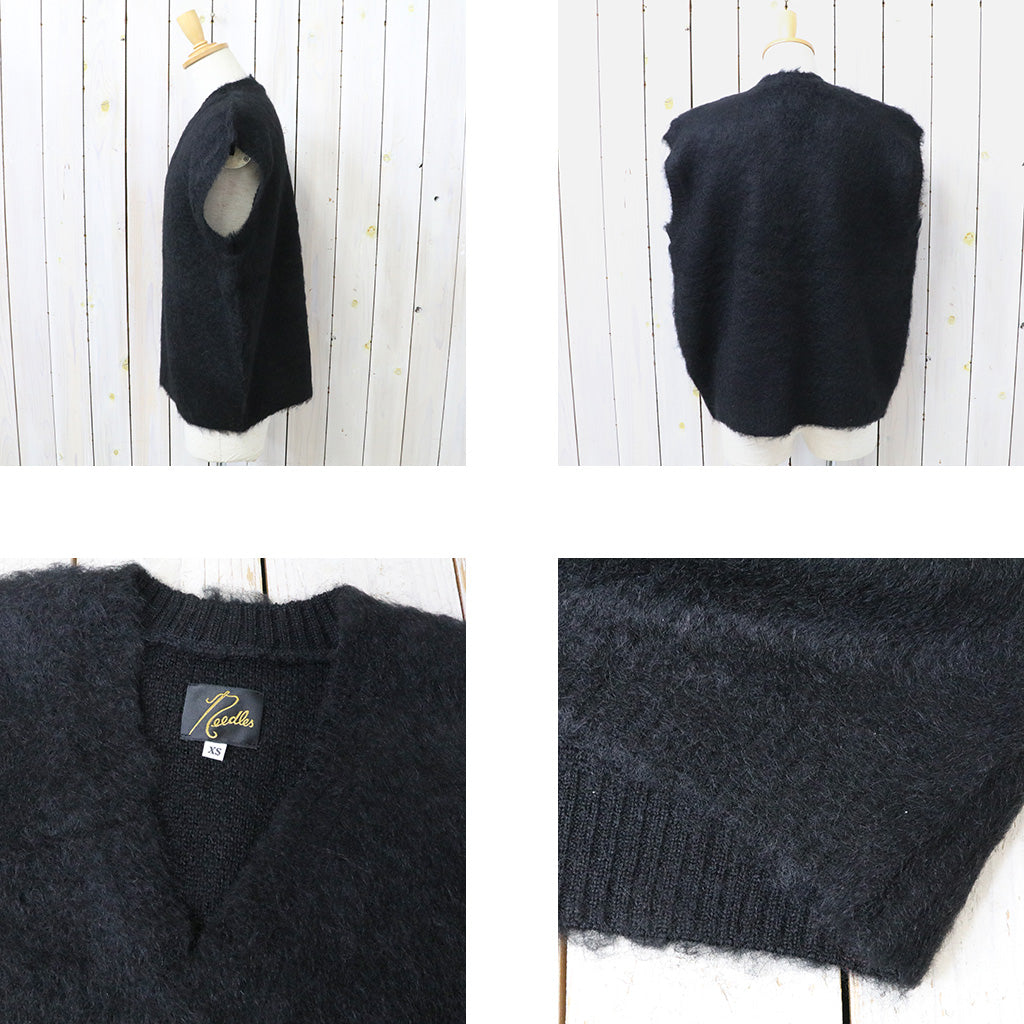 Needles : Mohair Knit Vest-Solid (Black)