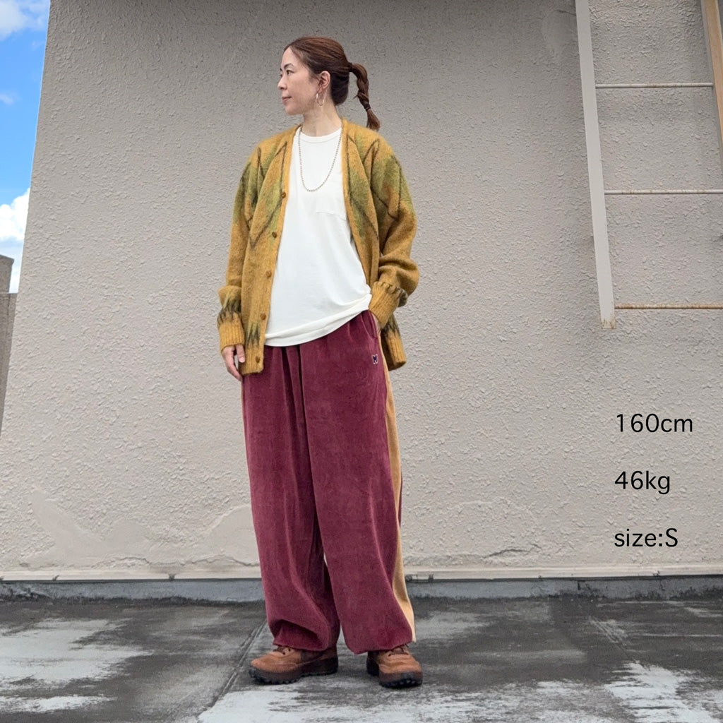 Needles : Side Line Sweat Pant-C/PE Velour (Burgundy)