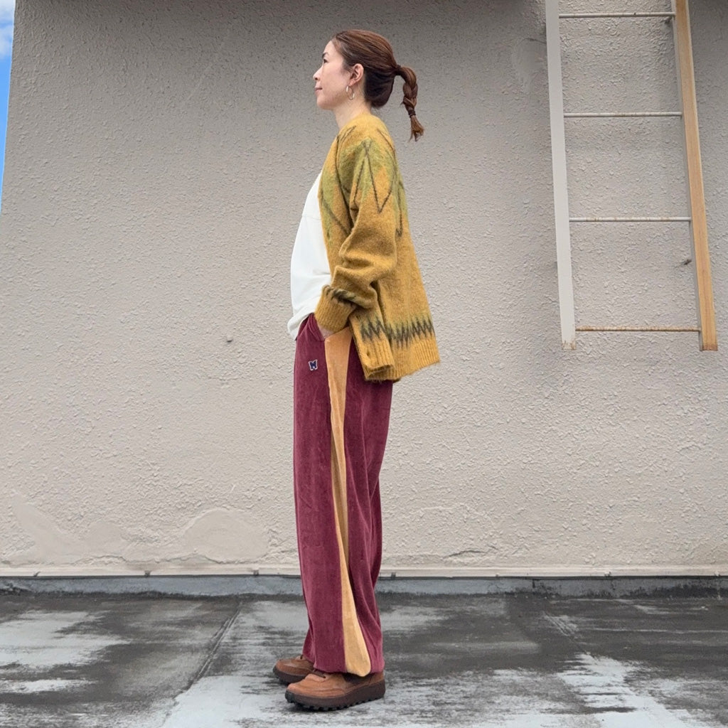 Needles : Side Line Sweat Pant-C/PE Velour (Burgundy)