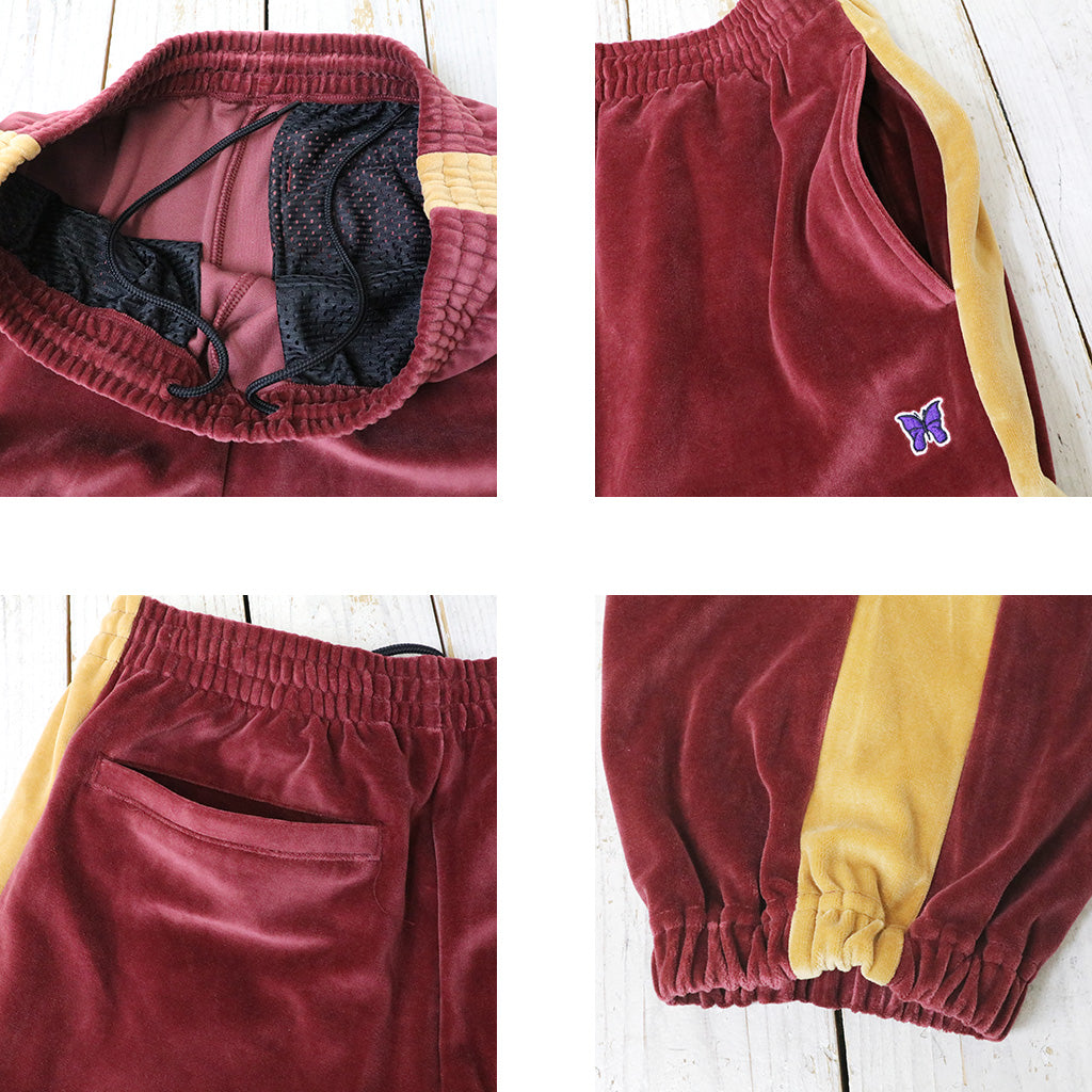 Needles : Side Line Sweat Pant-C/PE Velour (Burgundy)