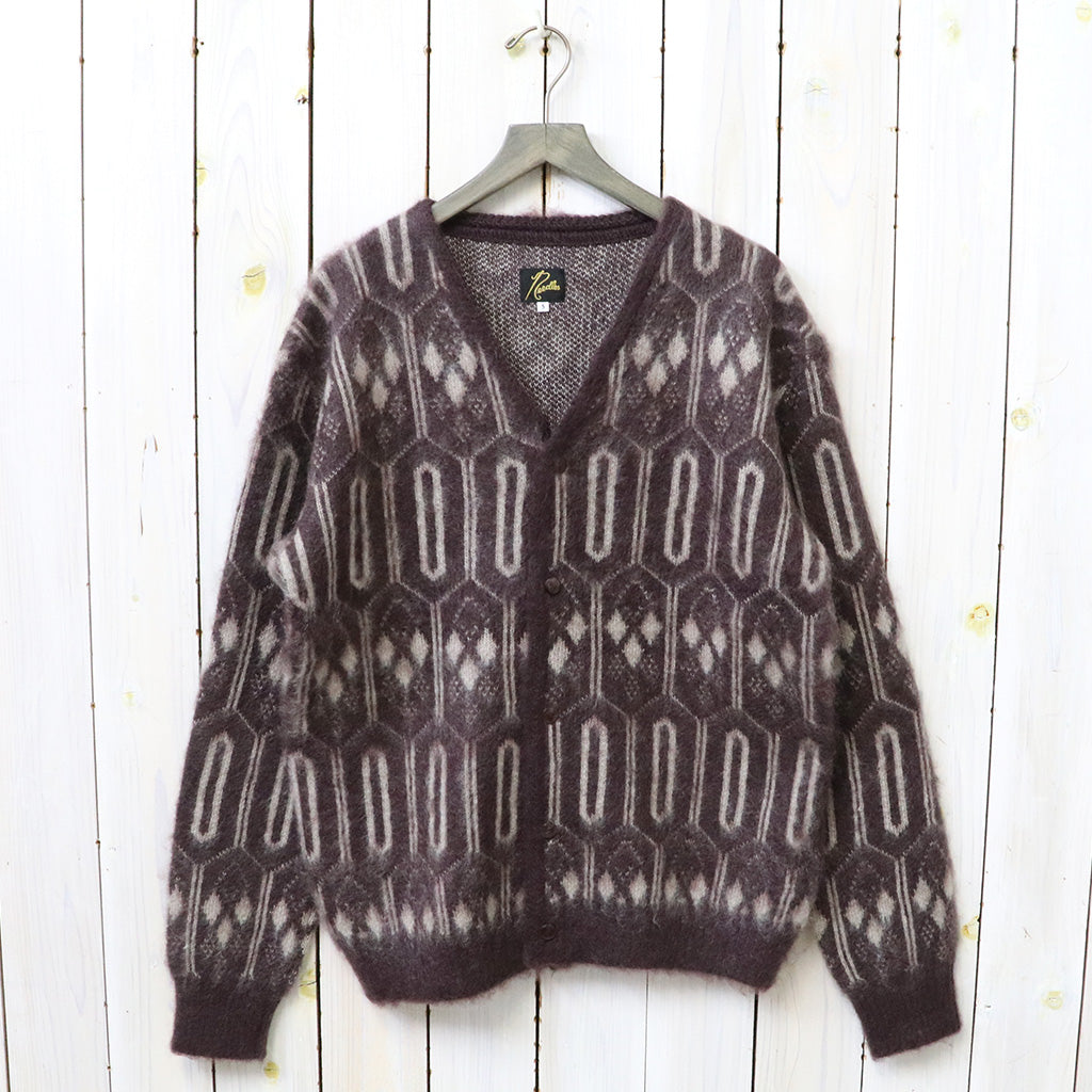Needles (ニードルズ) : Mohair Cardigan-Geometric (Burgundy