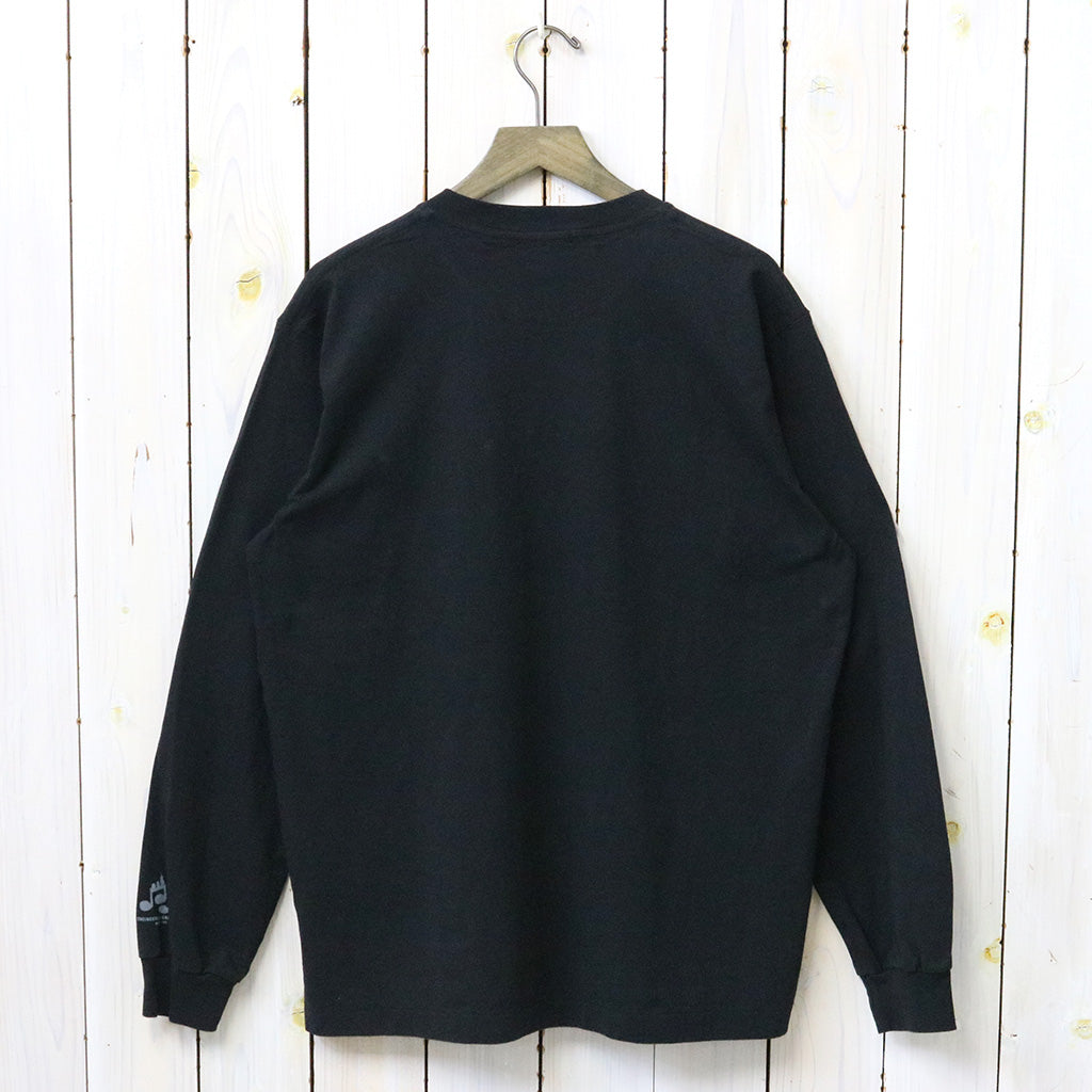 ENGINEERED GARMENTS : Printed Cross Crew Neck L/S T-shirt-Black (Piano)
