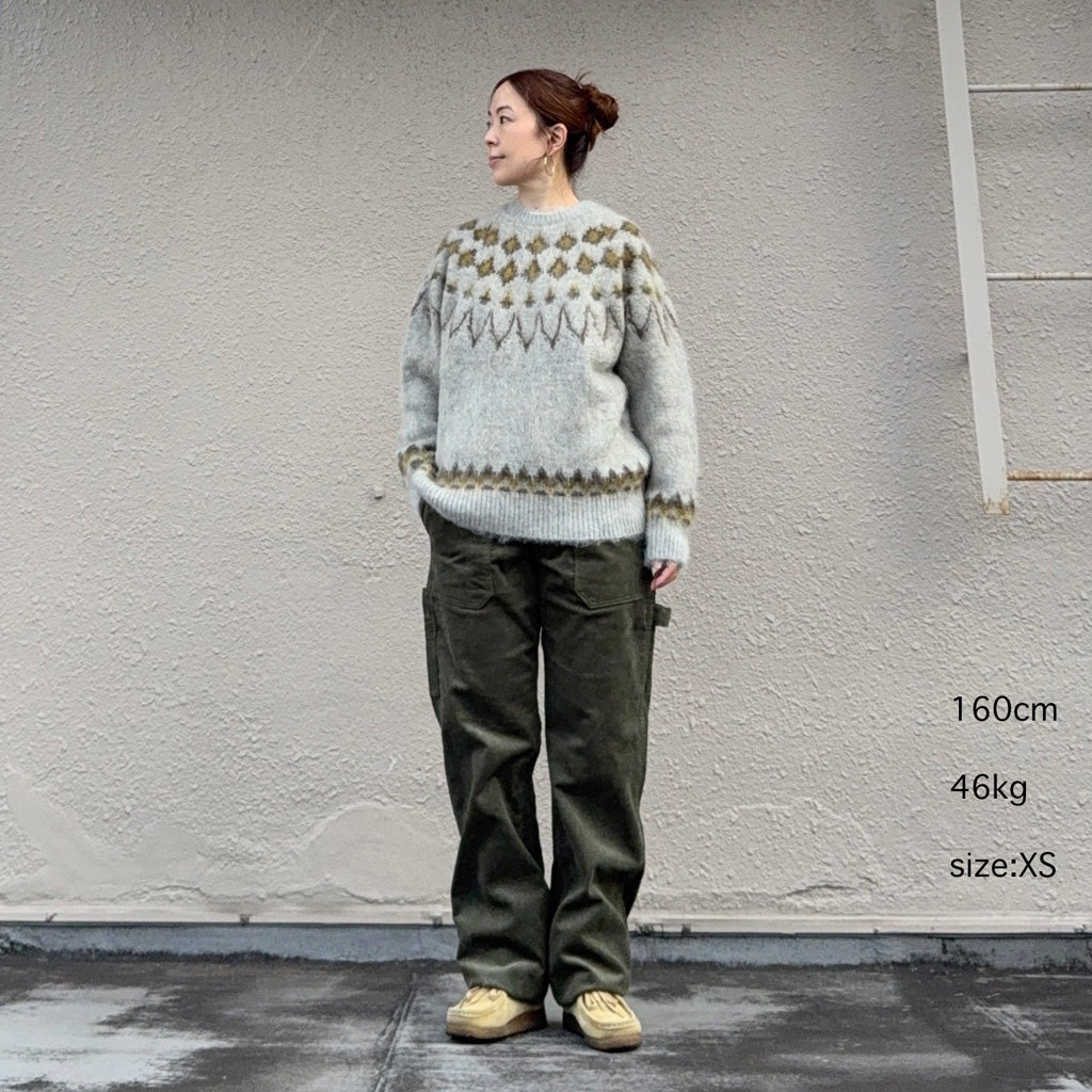 SOUTH2 WEST8 : Mohair Crew Neck Sweater-Nordic Skull (Ice Grey)