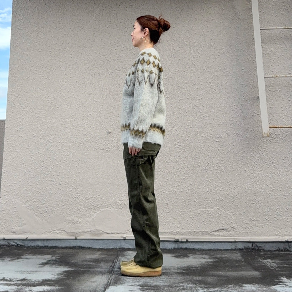 SOUTH2 WEST8 : Mohair Crew Neck Sweater-Nordic Skull (Ice Grey)