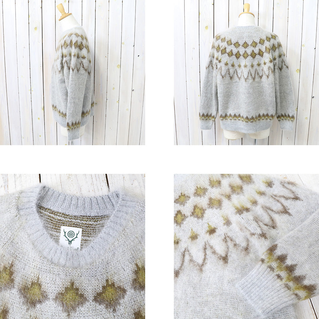 SOUTH2 WEST8 : Mohair Crew Neck Sweater-Nordic Skull (Ice Grey)