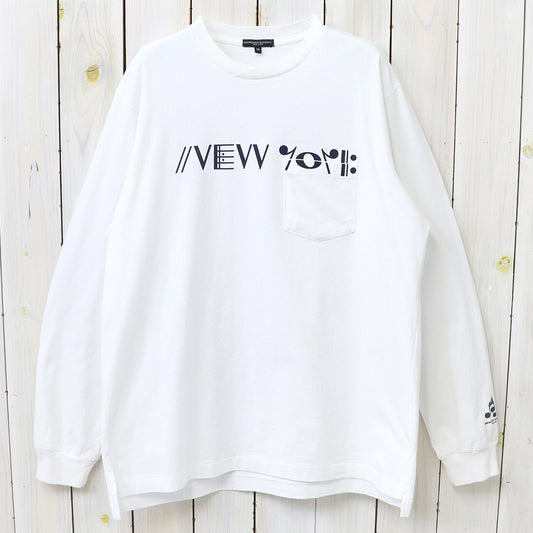 ENGINEERED GARMENTS : Printed Cross Crew Neck L/S T-shirt-White (NY)