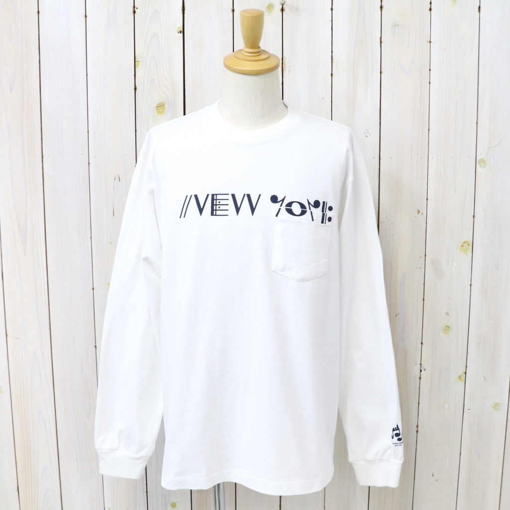ENGINEERED GARMENTS : Printed Cross Crew Neck L/S T-shirt-White (NY)