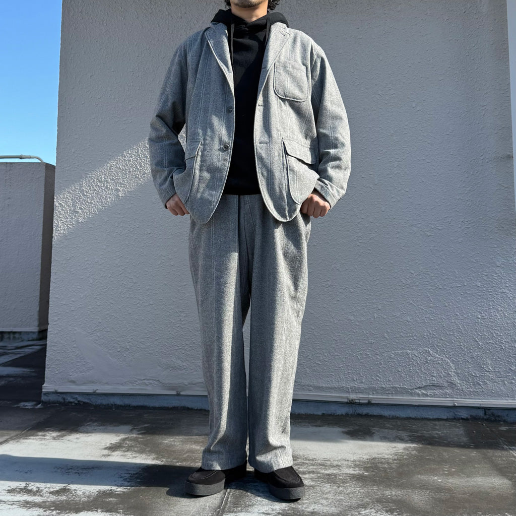 ENGINEERED GARMENTS : Officer Pant-Wool Striped HB (Lt.Grey)
