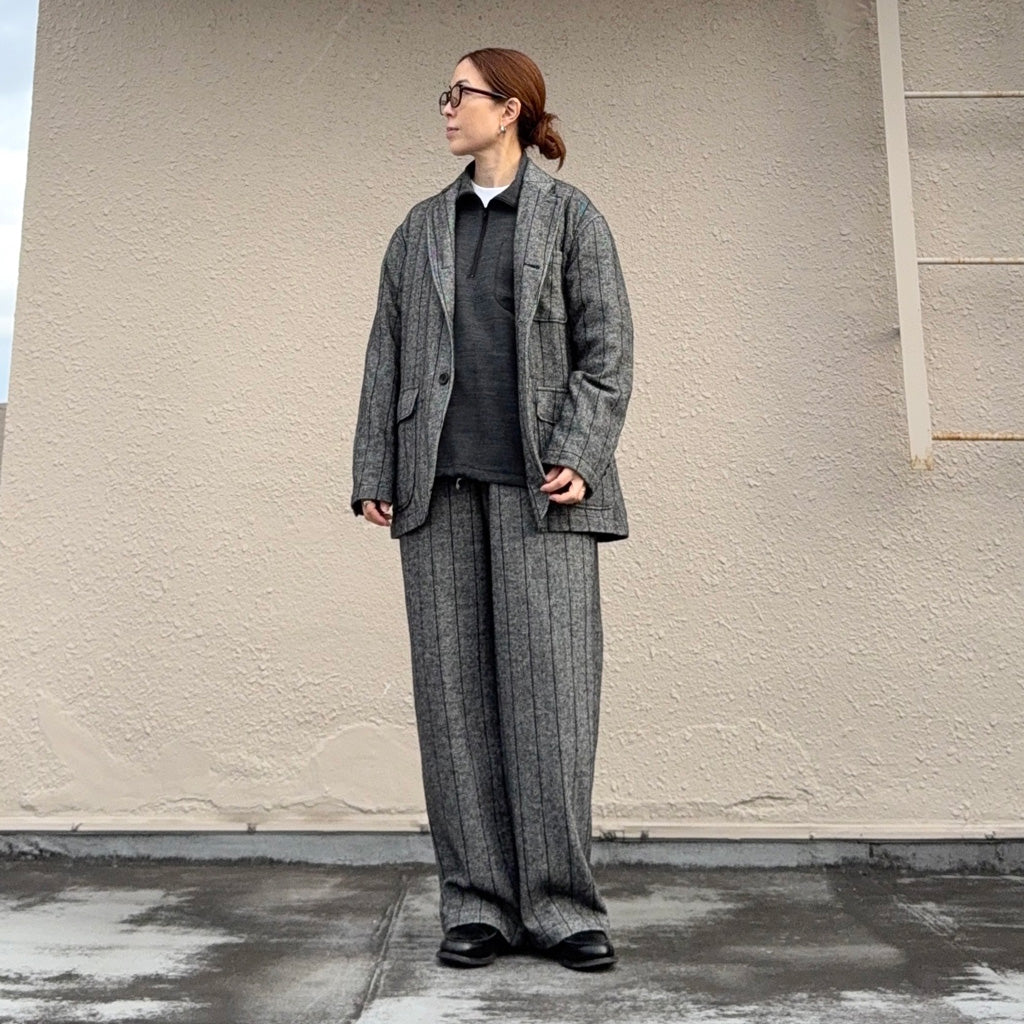 ENGINEERED GARMENTS : Loiter Jacket-Wool Striped HB (Dk.Grey)