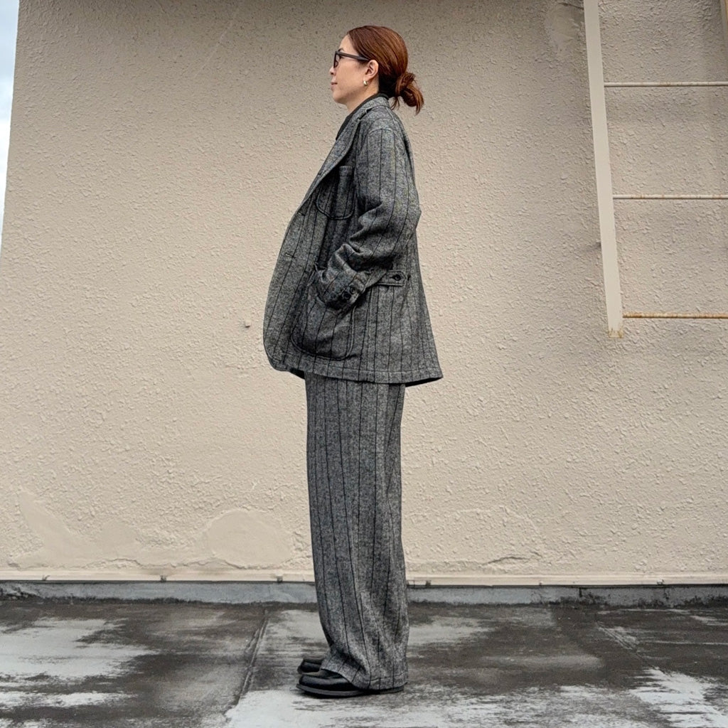 ENGINEERED GARMENTS : Loiter Jacket-Wool Striped HB (Dk.Grey)