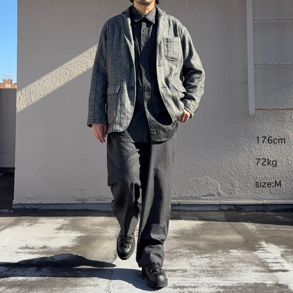 ENGINEERED GARMENTS : Loiter Jacket-Wool Striped HB (Dk.Grey)