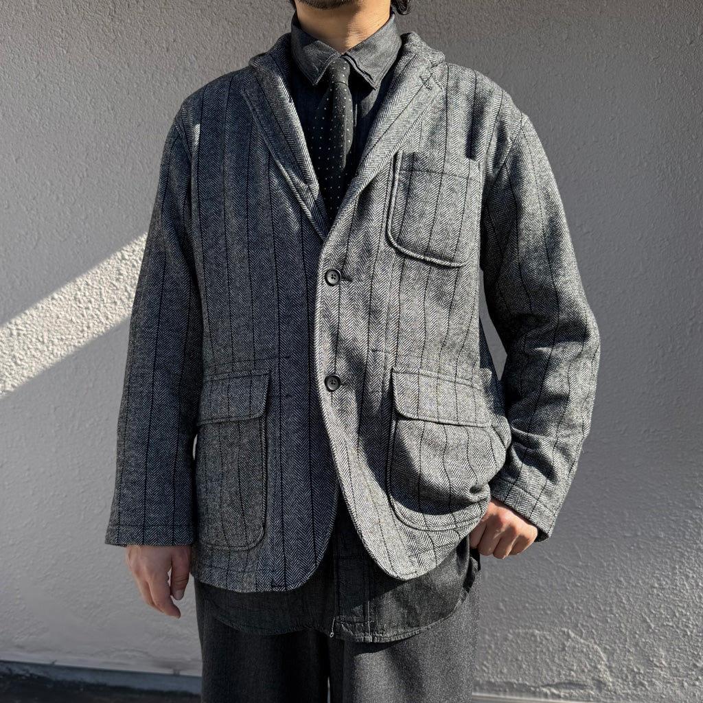 ENGINEERED GARMENTS : Loiter Jacket-Wool Striped HB (Dk.Grey)