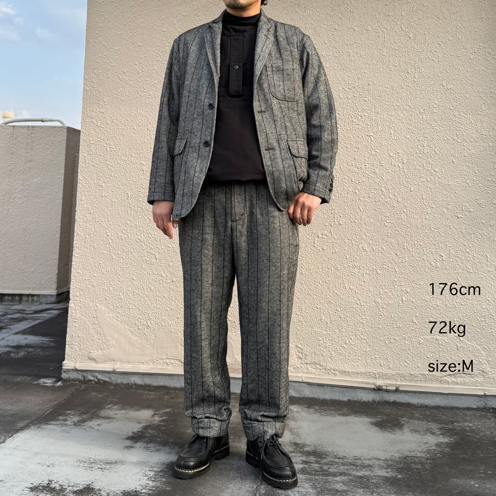 ENGINEERED GARMENTS : Loiter Jacket-Wool Striped HB (Dk.Grey)