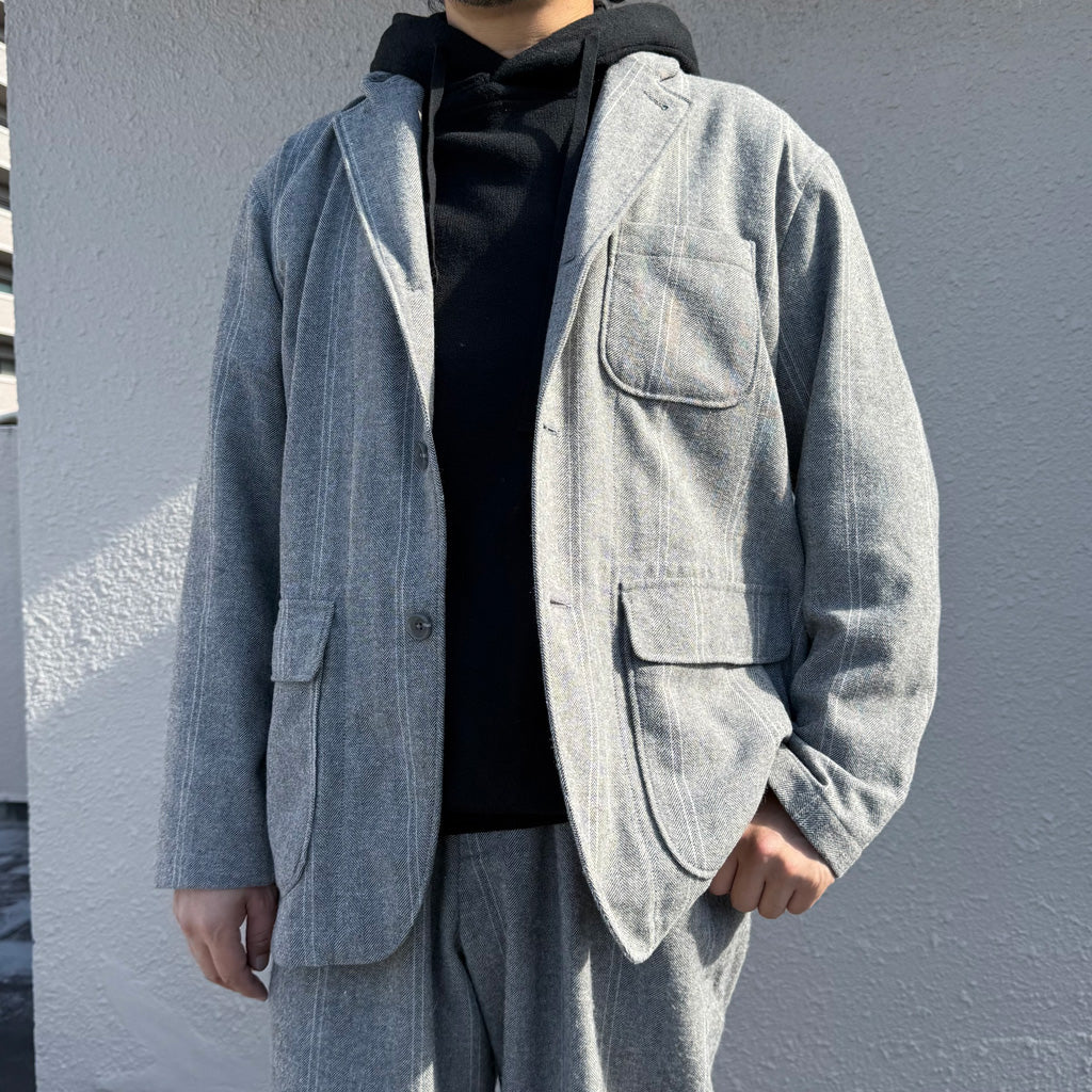 ENGINEERED GARMENTS : Loiter Jacket-Wool Striped HB (Lt.Grey)