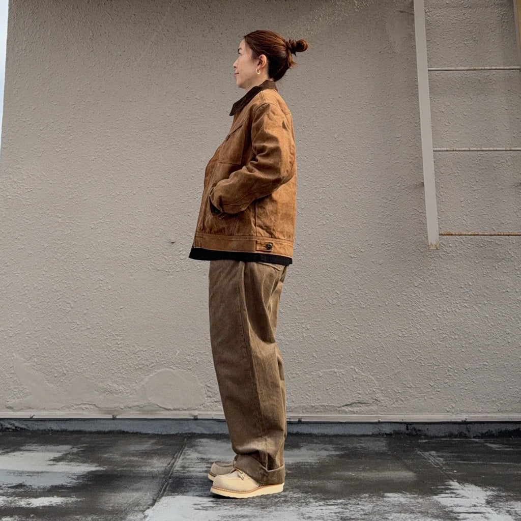 Needles : Zipped Work Jacket-Duck Canvas/Kakishibu Paint (Dk.Brown)