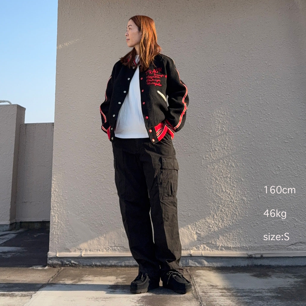 Needles : Deconstructed Lettered Jacket-Wool Melton (Black)