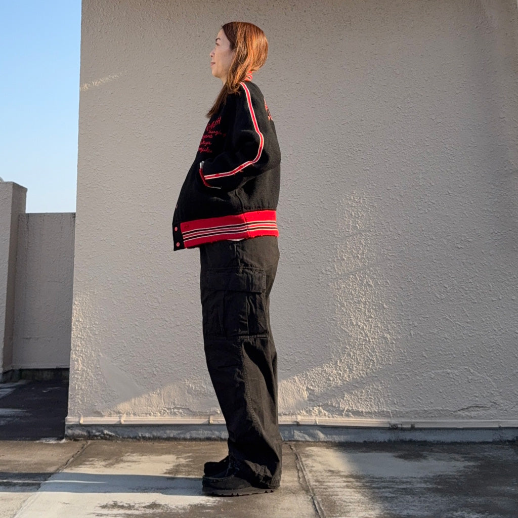 Needles : Deconstructed Lettered Jacket-Wool Melton (Black)