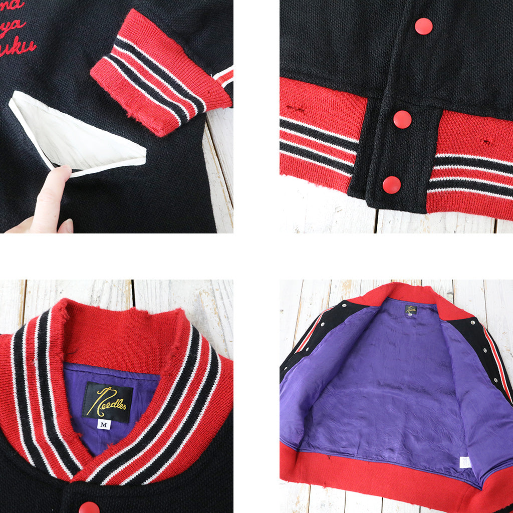 Needles : Deconstructed Lettered Jacket-Wool Melton (Black)