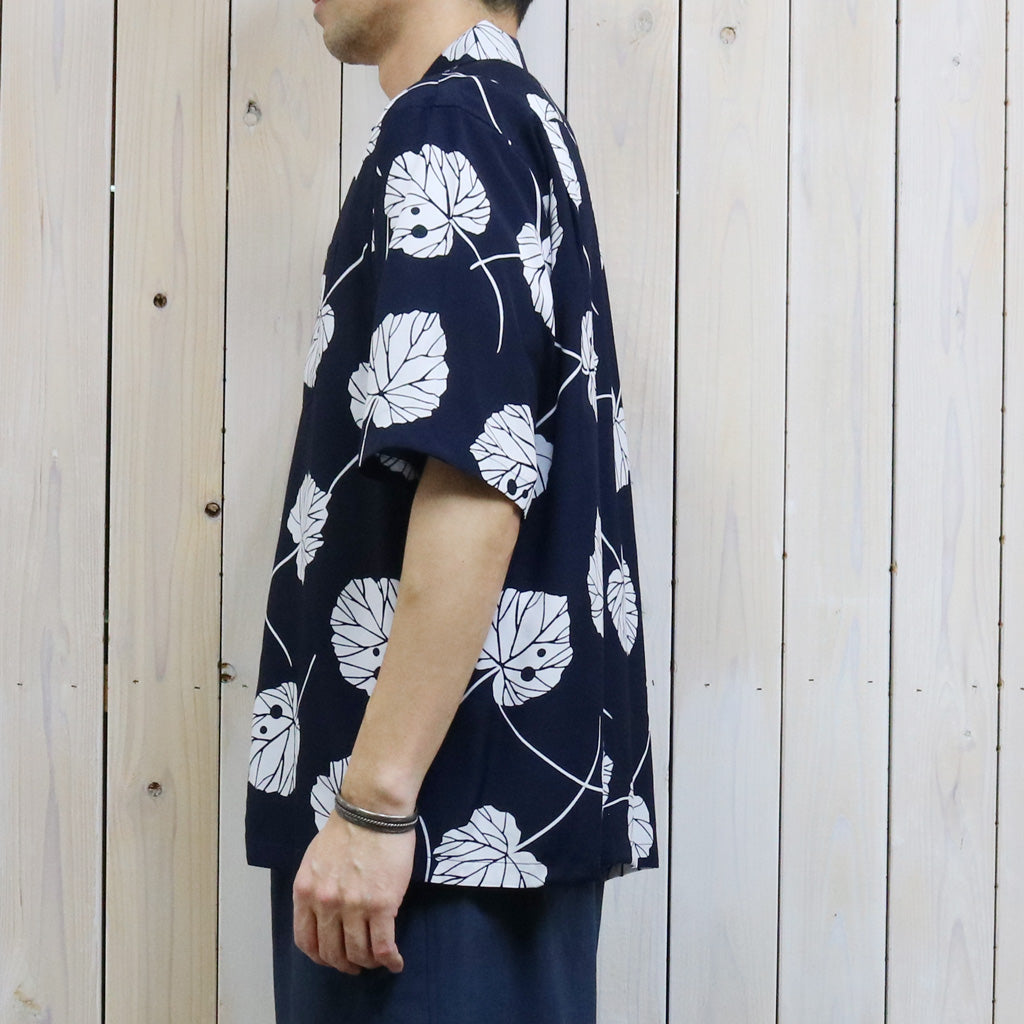 【SALE30%OFF】SOUTH2 WEST8 : S/S Open Collar Shirt-Leaf (Navy)