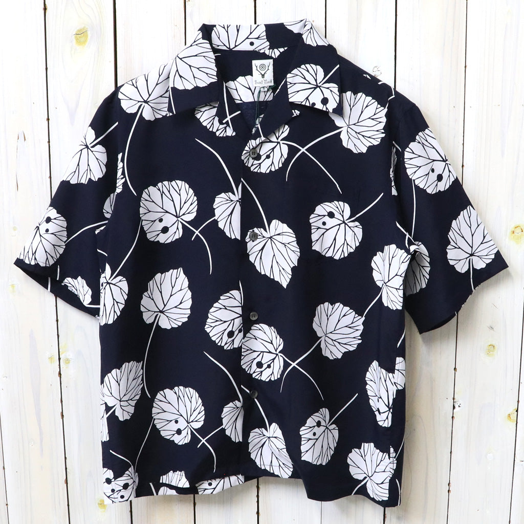 SOUTH2 WEST8 : S/S Open Collar Shirt-Leaf (Navy)