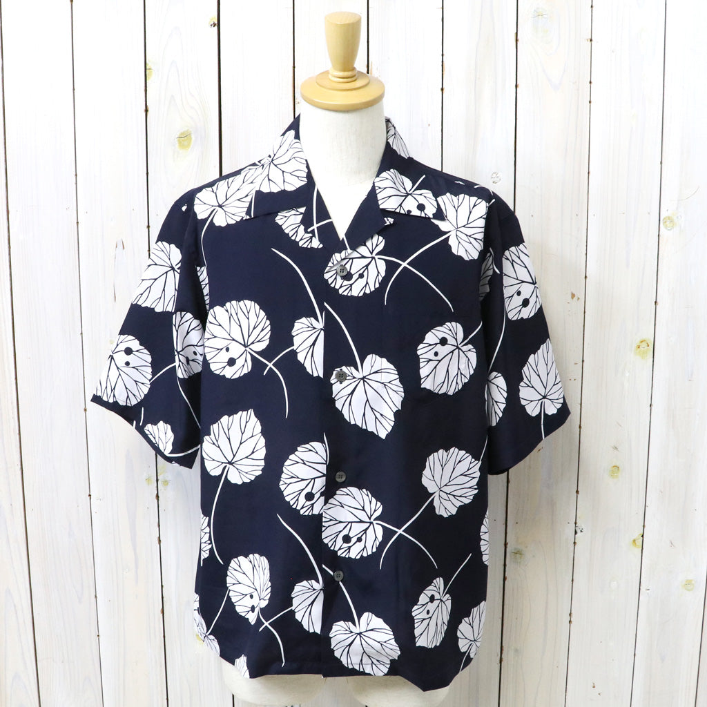 SOUTH2 WEST8 : S/S Open Collar Shirt-Leaf (Navy)