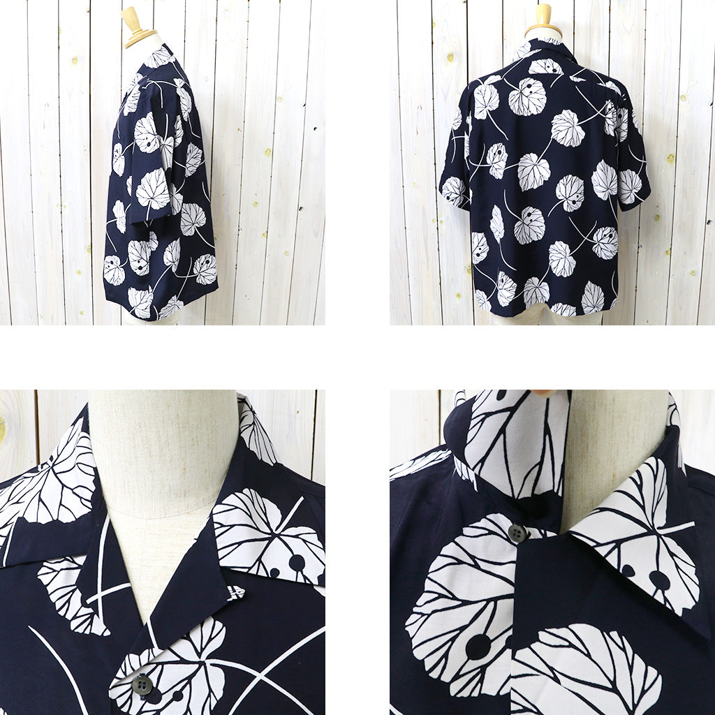 SOUTH2 WEST8 : S/S Open Collar Shirt-Leaf (Navy)