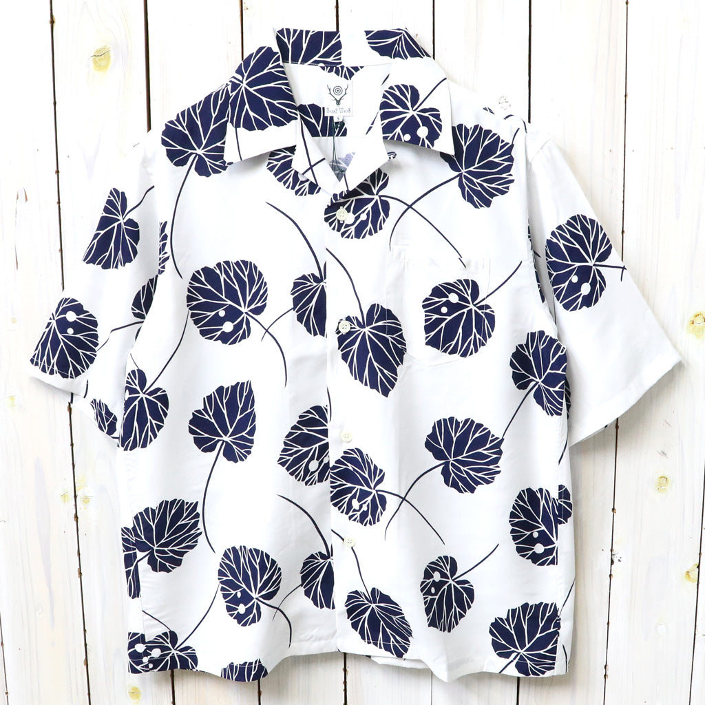 SOUTH2 WEST8 : S/S Open Collar Shirt-Leaf (White)